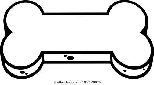 Outlined Cartoon Biscuit Dog Bone. Vector Hand Drawn Illustration Isolated On Transparent Background