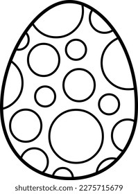 Outlined Cartoon Bright Colorful Painted Easter Egg With Wavy Lines. Vector Hand Drawn Illustration Isolated On Transparent Background