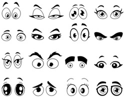 Conjunto De Olhos De Desenho Animado Delineado
