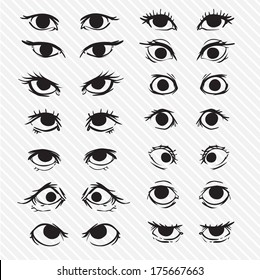 Outlined cartoon eyes set
