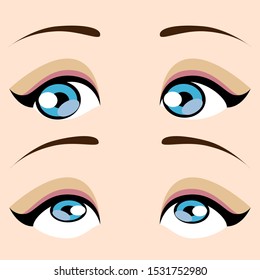 Outlined cartoon eyes set - Vector