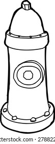 Outlined cartoon fire hydrant over white background