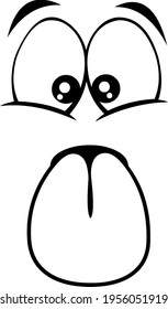 Outlined Cartoon Funny Face Stuck Out Tongue. Vector Illustration Isolated On White Background