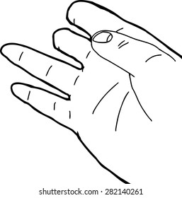 Outlined cartoon illustration of disabled human hand
