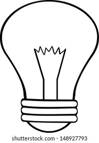Outlined Cartoon Light Bulb