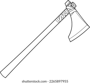 Cartoon Mittelalterliche Ax-Waffe. handgezeichnete Vektorgrafik einzeln auf transparentem Hintergrund