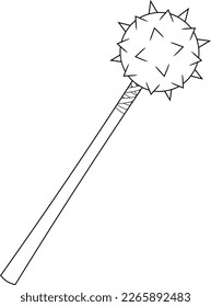 Caricatura Específica: Arma Maciza Medieval. Ilustración dibujada a mano vectorial aislada en fondo transparente