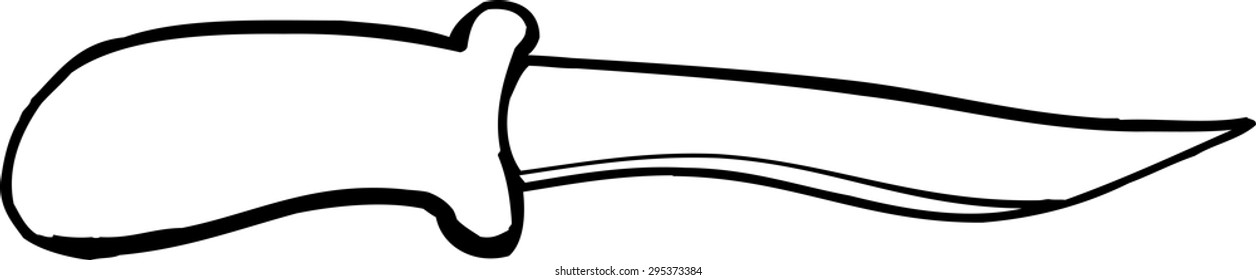 Outlined cartoon paring knife over isolated background