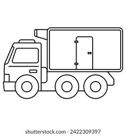 Camión de dibujos animados esqueletos línea vectora vector 7