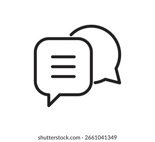 Iconos de burbuja de chat delineados que simbolizan la conversación o la comunicación