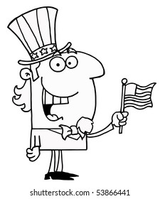 Outlined Cheery Uncle Sam