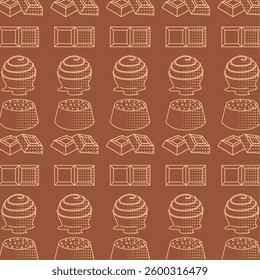 Outlined chocolate treats seamless vector pattern. Vector