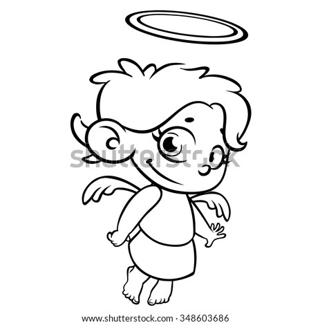 Outlined Christmas Angel Coloring Page Stock Vector (Royalty Free