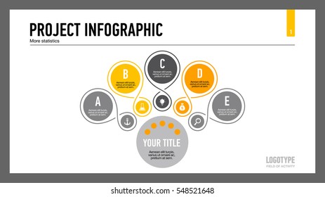 Outlined Circles Mind Map Slide Template Stock Vector (Royalty Free ...