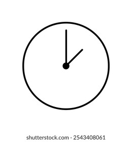 An outlined circular clock icon, showcasing the hour of one, perfectly suited for web design purposes. The icon is cleanly isolated against a white backdrop.