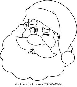 El Clásico Esbozo De Santa Claus Se Enfrenta A Vientos De Personajes De Caricatura Retrato. Ilustración dibujada a mano vectorial aislada en fondo transparente