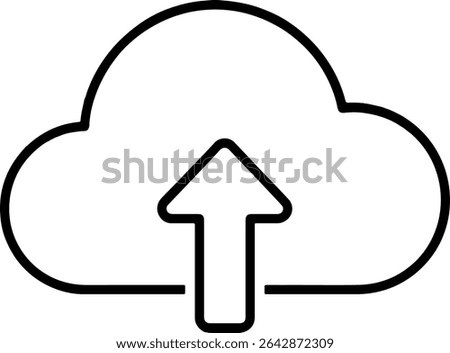 Outlined cloud icon with an upward-pointing arrow, representing cloud upload, data transfer, or online storage