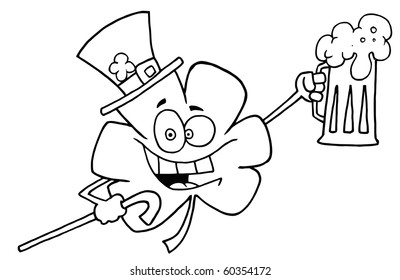 Outlined Clover Holding Beer