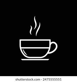 Konturierte Kaffeetasse mit schwarzem Hintergrund-Icon-Set. Tassen Kaffee Tee Symbol Kollektion. Vektorillustration.