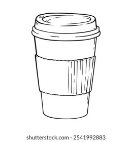 Outlined coffee cup illustration (not AI)