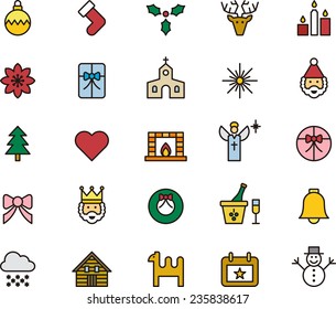 Outlined and Colored Christmas icons