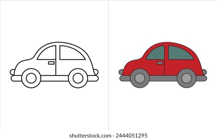 Dibujos de coches compactos esquematizados y coloreados lado a lado.
