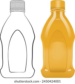 Vectores de botella de miel con contorno y colores