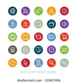 Outlined Colorful Web and Internet Icon Set Collections