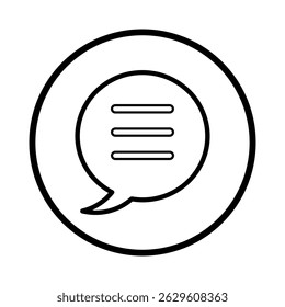 Umrissenes Kommentarsymbol in Schwarz mit minimalweißem Hintergrund, perfekt für die digitale Nutzung