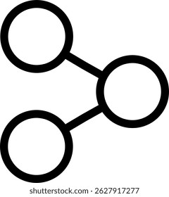 Outlined connected share icon for media, communication, and platform connection on white background