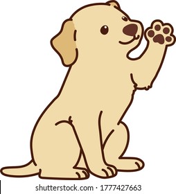 Outlined cream Labrador sitting and waving hand