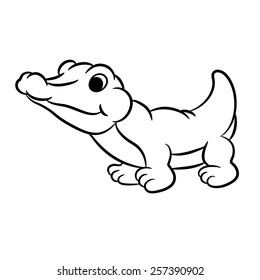 Outlined crocodile vector illustration. Isolated on white.