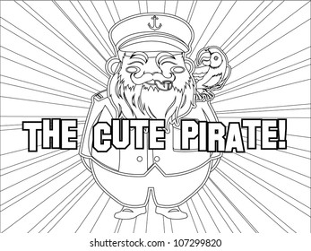 Outlined Cute Captain Pirate