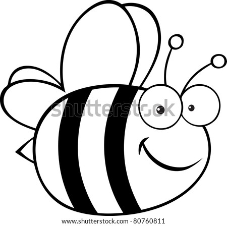 Outlined Cute Cartoon Bee Vector Illustration Stock Vector (Royalty