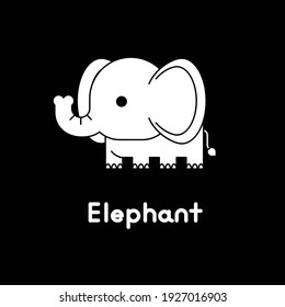 Outlined cute cartoon elephant. Vector illustration.