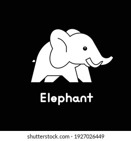 Outlined cute cartoon elephant. Vector illustration.