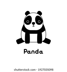 Outlined cute cartoon panda. Vector illustration.