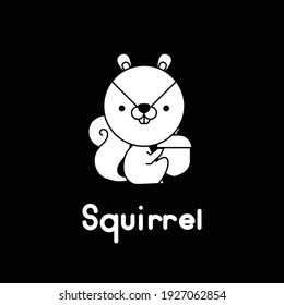 Outlined cute cartoon squirrel. Vector illustration.