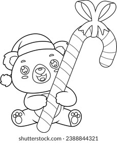 Outlined Cute Christmas Teddy