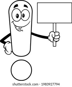 Marca De Exclamación Cuta Esbozada Característica Cartoon Con Un Signo En Blanco. Ilustración dibujada a mano vectorial aislada en fondo transparente