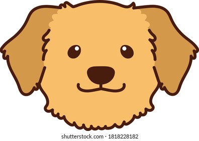 Outlined cute Golden Retriever front head 