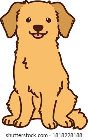Outlined cute Golden Retriever sitting
