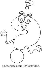 Personaje De Dibujos Animados Con Un Lindo Signo De Interrogación Esbozado Con Una Expresión Confusa. Vector Dibujado A Mano Ilustración Aislado Sobre Fondo Transparente