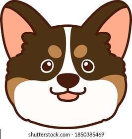 Outlined cute sable colored Corgi front face