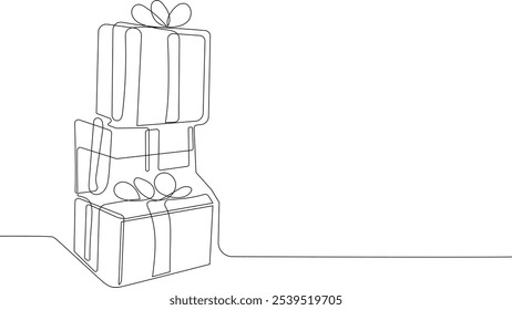 Personaje Lindo De Dibujos Animados De Santa Claus Con Un Saco Lleno De Regalos. Vector dibujado a mano ilustración. Una línea continua dibujando a Santa Claus en renos y trineo. concepto para Navidades y año Nuevo