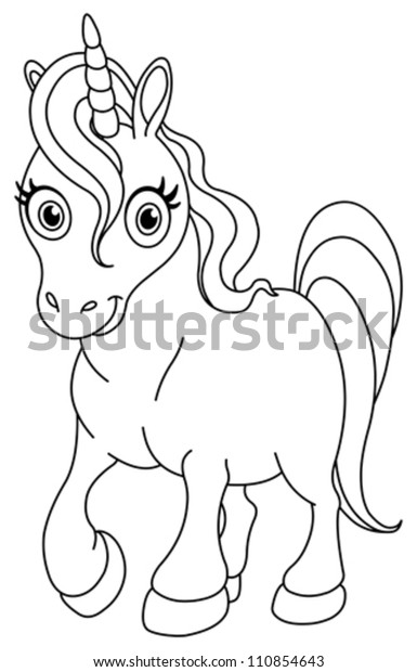outlined cute unicorn stock vector royalty free 110854643