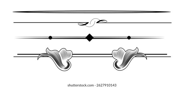 Outlined decorative elements on black colour