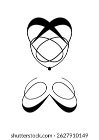 Outlined decorative elements on black colour