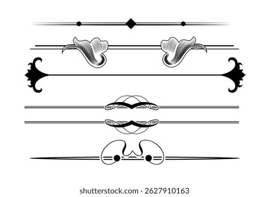 Outlined decorative elements on black colour