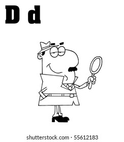  Outlined Detective With Letters D